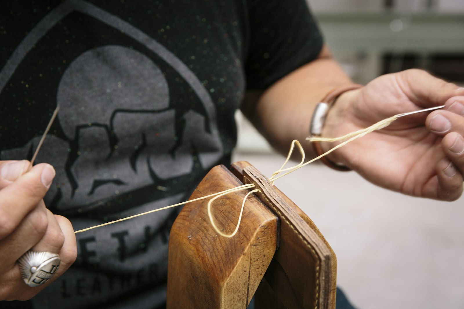 Finitions cuir d'un bracelet de montre premium