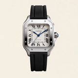 Cartier Santos fitted with a black FKM rubber strap by Maison Brassel