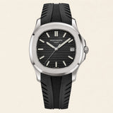 Patek Philippe Nautilus on a black FKM rubber strap by Maison Brassel