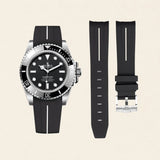 Rolex Submariner with a black FKM rubber replacement strap by Maison Brassel