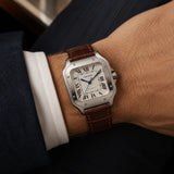 Leather strap for Cartier Santos worn on the wrist - Maison Brassel