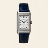 Jaeger-LeCoultre Reverso fitted with a navy blue leather strap by Maison Brassel