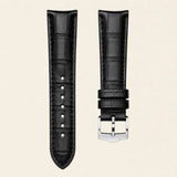 Black alligator-grain leather strap with curved end-link and steel ardillon buckle, for Rolex Submariner - Maison Brassel