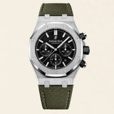 Audemars Piguet Royal Oak fitted with a khaki green nylon sailcloth strap by Maison Brassel