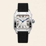 Cartier Santos fitted with a black nylon strap by Maison Brassel