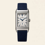 Jaeger-LeCoultre Reverso fitted with a navy blue nylon strap by Maison Brassel