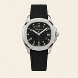 Patek Philippe Nautilus fitted with a black nylon canvas strap by Maison Brassel