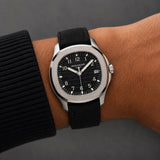 Black nylon canvas strap for Patek Philippe Nautilus worn on the wrist - Maison Brassel