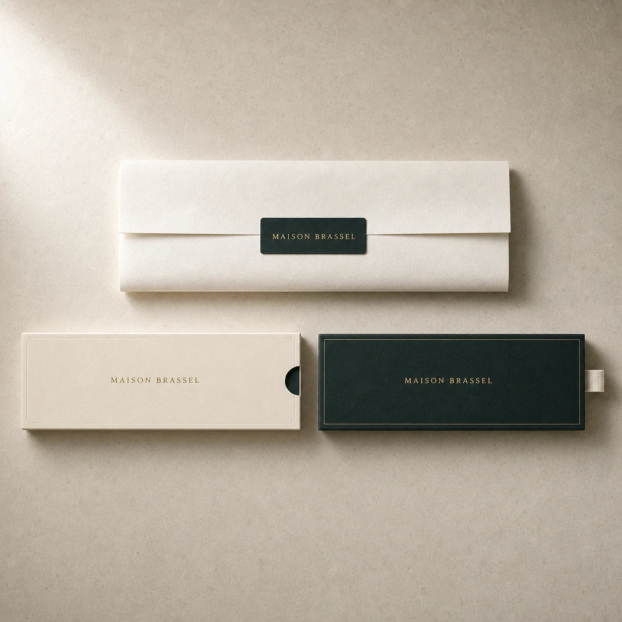 Écrin Maison Brassel — packaging premium livré avec chaque bracelet
