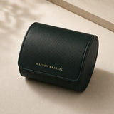 Single watch roll for 1 watch in black grained leather with gold foil Maison Brassel logo