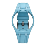 Sky blue Royal Pop FKM strap with integrated case, ideal on AP × Swatch Blaue Acht and Lan Ba — Maison Brassel