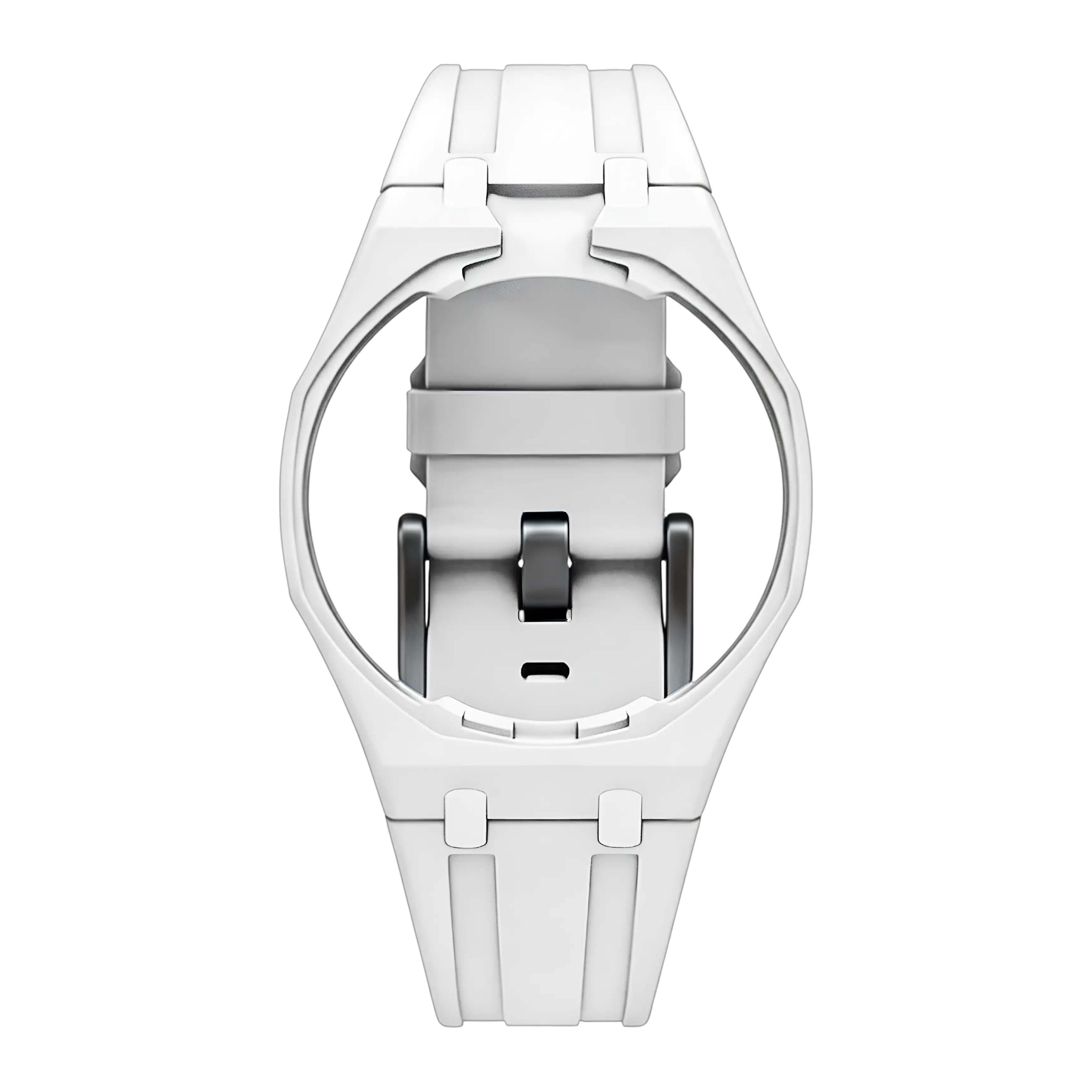 White Royal Pop FKM rubber strap with integrated case, for AP × Swatch Huit Blanc SSX03W100N — Maison Brassel