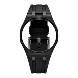 Black FKM rubber strap with integrated Royal Pop case, for AP × Swatch Ocho Negro SSX03W101N — Maison Brassel