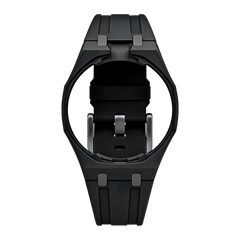 Black FKM rubber strap with integrated Royal Pop case, for AP × Swatch Ocho Negro SSX03W101N — Maison Brassel