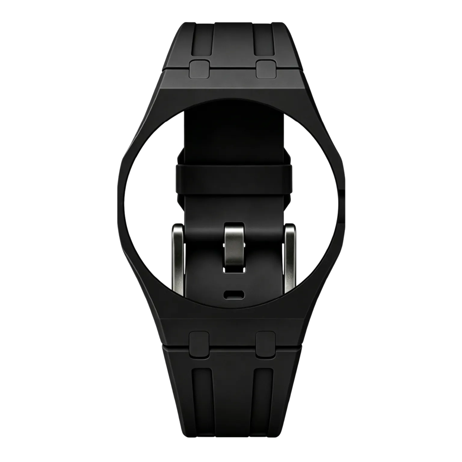Black Royal Pop Savonnette strap on integrated case, fits AP x Swatch crown-at-3h models Lan Ba and Otg Roz, Maison Brassel
