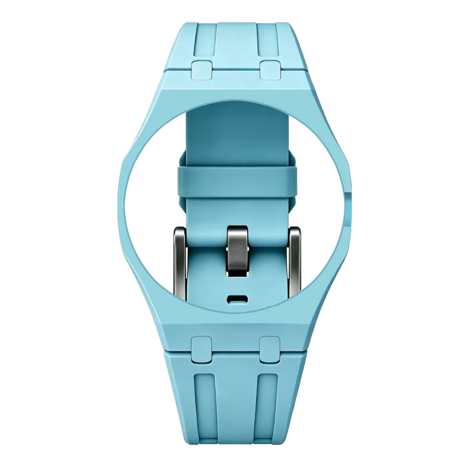 Sky blue Royal Pop Savonnette strap on integrated case, fits AP x Swatch crown-at-3h models Lan Ba and Otg Roz, Maison Brassel