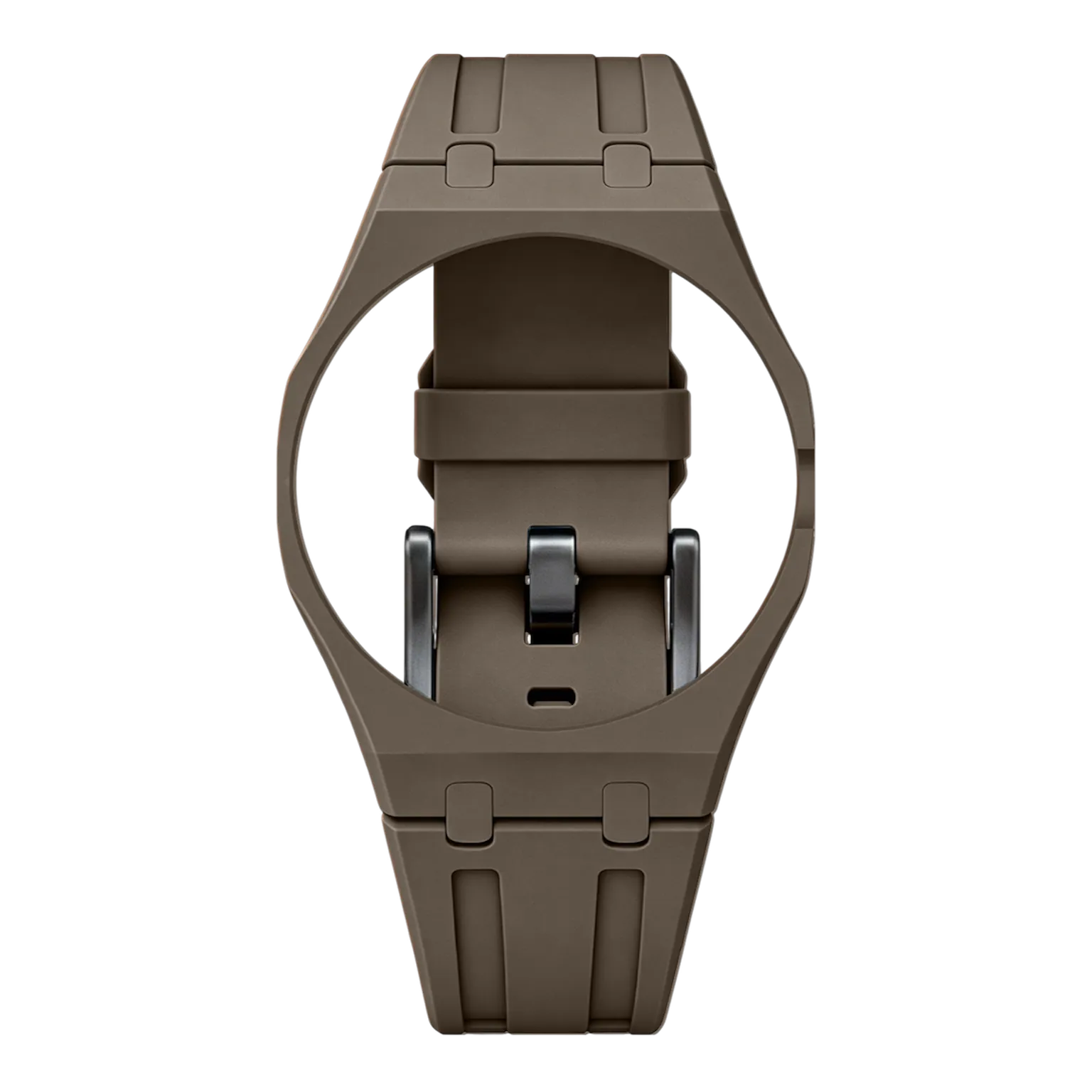 Taupe Royal Pop Savonnette strap on integrated case, fits AP x Swatch crown-at-3h models Lan Ba and Otg Roz, Maison Brassel