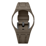 Taupe Royal Pop Savonnette strap on integrated case, fits AP x Swatch crown-at-3h models Lan Ba and Otg Roz, Maison Brassel