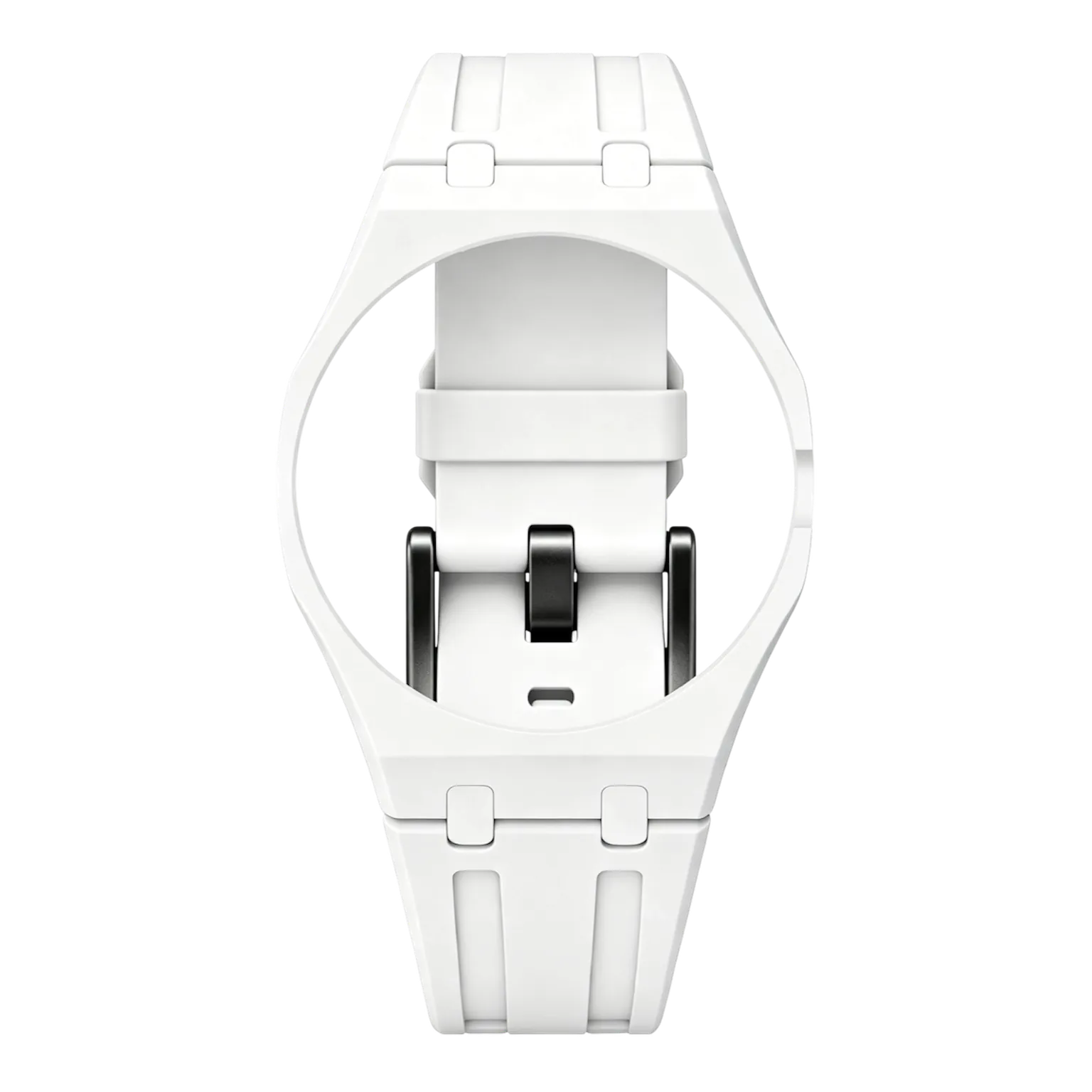 White Royal Pop Savonnette strap on integrated case, fits AP x Swatch crown-at-3h models Lan Ba and Otg Roz, Maison Brassel