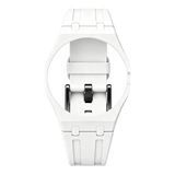 White Royal Pop Savonnette strap on integrated case, fits AP x Swatch crown-at-3h models Lan Ba and Otg Roz, Maison Brassel