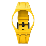 Yellow Royal Pop Savonnette strap on integrated case, fits AP x Swatch crown-at-3h models Lan Ba and Otg Roz, Maison Brassel